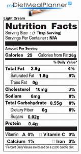 Total Carbs In Light Cream Nutrition Facts For Light Cream