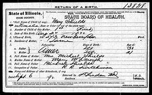 Trost Mooney Genealogy Illinois Cook County Birth Certificates 1878