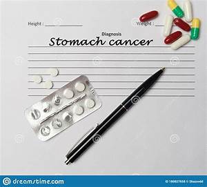 Stomach Cancer Diagnosis Written On A White Piece Of Paper Stock Photo