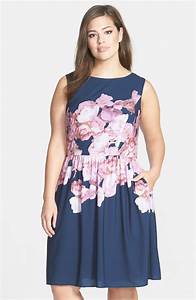  Papell Floral Print Chiffon Fit Flare Dress Plus Size