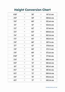 Height Conversion Chart Printable