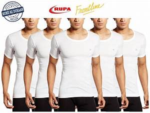 Buy Rupa Frontline Pack Of 5 Half Sleeves Round Neck Men Vest White
