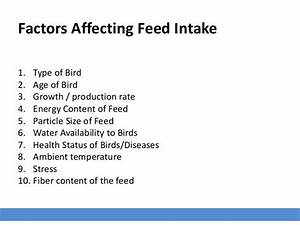 Factors Affecting Feed Consumption In Chicken