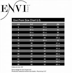Size Chart Envi Prom Gowns