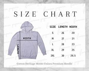 Cotton Heritage M2580 Hoodie Size Chart Unisex Premium Hoodie