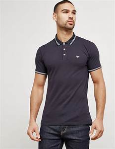Emporio Armani Mens Basic Tipped Short Sleeve Polo Shirt Navy Blue For