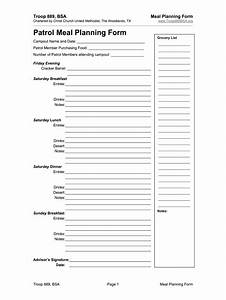 Bsa Meal Planning Worksheet Fill Online Printable Fillable Blank