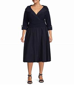  howard plus size 3 4 sleeve surplice v neck ruched dress