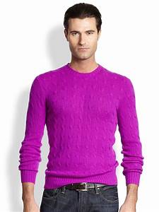 Polo Ralph Cable Knit Cashmere Sweater In Purple For Men Lyst