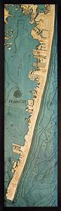Ocean City Wood Carved Topographic Depth Chart Map Etsy Lake Art