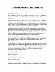 Recommendation Letter Template For Student Templates Free Printable