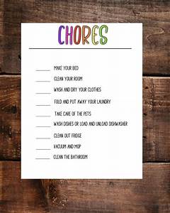 9 12 Year Old Chore List Customizable Editable Chore List Etsy Chore