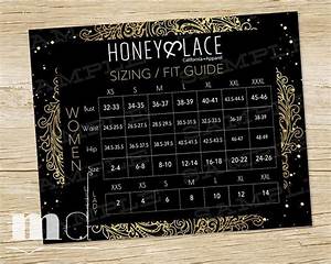 Honey And Lace Size Chart Custom Honey Lace Sizing Guide Poster