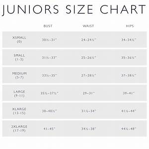Juniors Medium Size Chart