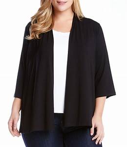  Kane Plus Size Molly Jersey Knit 3 4 Sleeve Open Front Cardigan