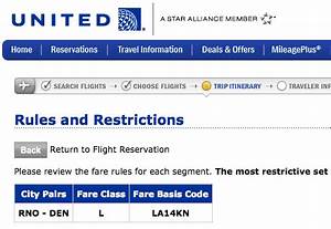 list and description of all united airlines fare classes frequently