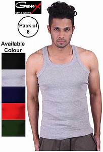 Buy Genx Pack Of 8 Sleeveless Round Neck Men Gym Vest Assorted Online