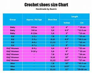 Crochet Shoes Size Chart Free Printable Crochet Crochet Slippers