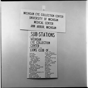 A List Of Michigan Eye Collection Center Sub Stations March 1965 