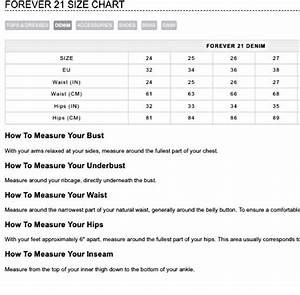 Forever 21 Size Chart Greenbushfarm Com