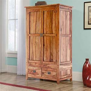 Natural Wood Armoire in Bedroom