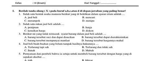 Soal Fiqih Kelas 6 Indonesia