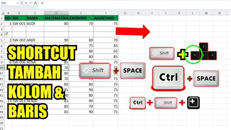 Shortcut Keyboard Kolom Excel