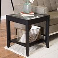 Dark Wood and Glass End Tables