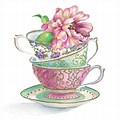 Drawing of Tea Cup Flower Design