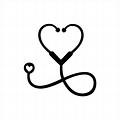 Heart Stethoscope Black and White