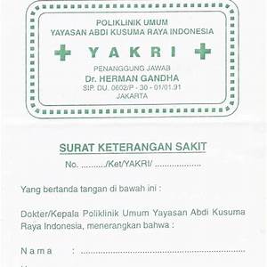 Surat Dokter Yakrija di Rumah Sakit
