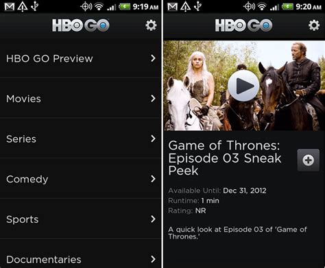 HBO GO on Android and iOS