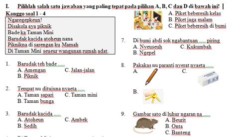 Contoh soal ulangan bahasa Sunda kelas 1 semester 2