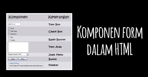 HTML form komponen penunjang Indonesia