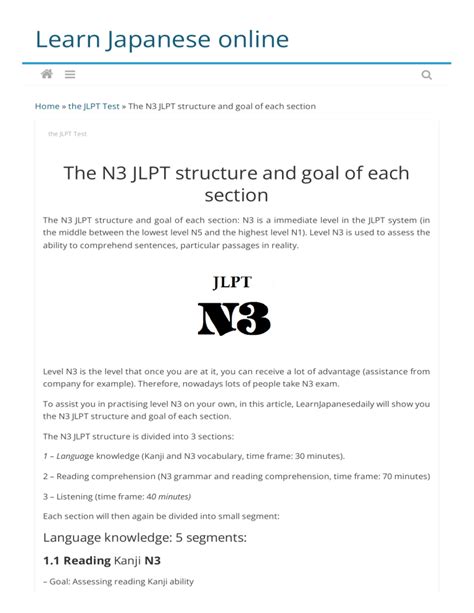 Struktur Ujian JLPT