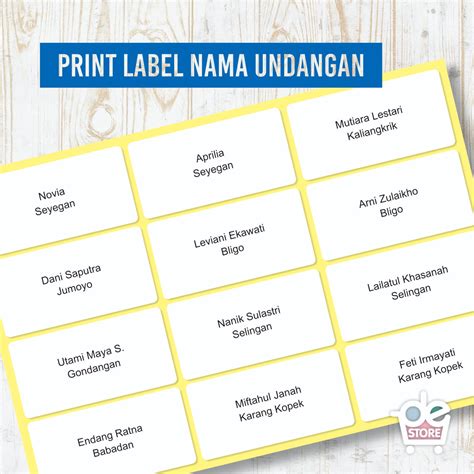 Kertas Label Undangan Acara Casual