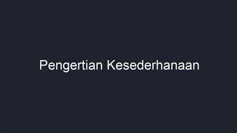 Kesederhanaan