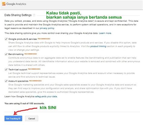 Klik Get Tracking ID