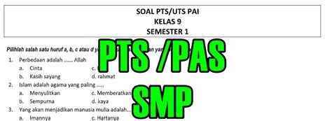 Kunci Jawaban PTS SMP Kelas 7 2020 Semester 2 in Indonesia