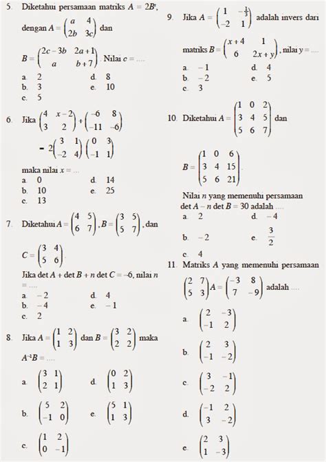 Latihan Soal Matriks Matematika Kelas 11