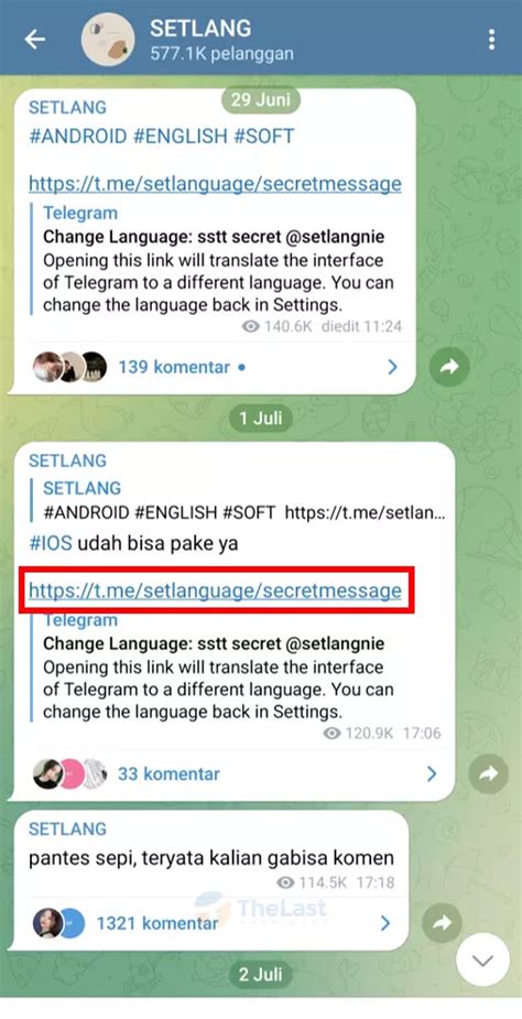 Membagikan Setlang dengan Pengguna Lain di Telegram