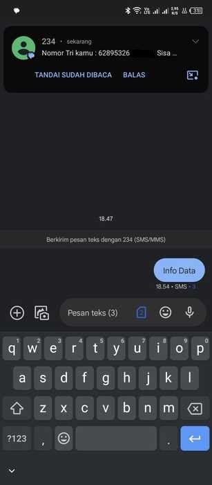 Mengecek Nomor Tri dengan SMS dan Aplikasi