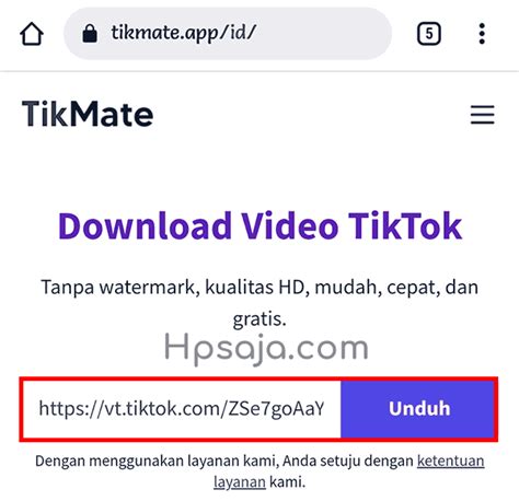 Paste Tautan TikTok ke Aplikasi Download TikTok Tanpa Watermark