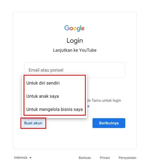 Pendaftaran Akun Youtube Indonesia