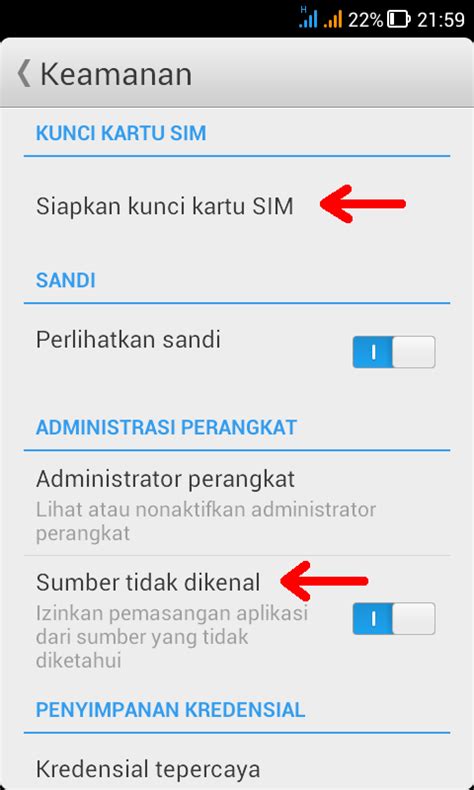 Pengaturan Keamanan di Android