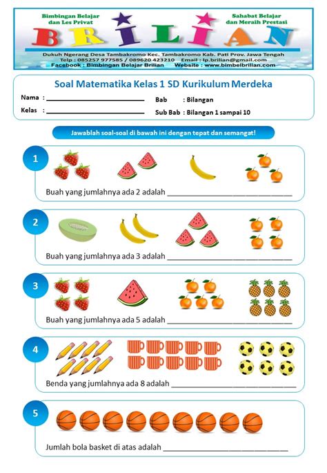 Soal Matematika Semester 2 Kelas 1 Indonesia