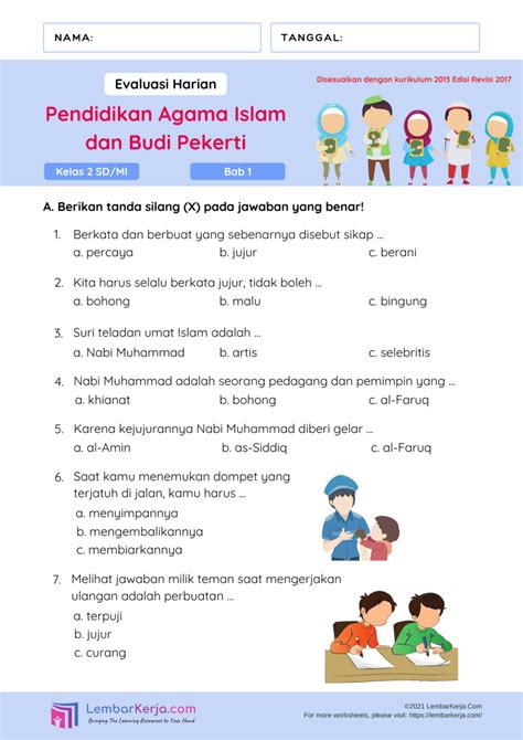Soal PAI dan Budi Pekerti Kelas 2 Semester 2 Indonesia