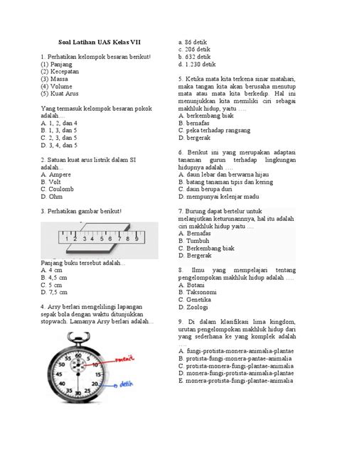 Soal latihan UAS kelas 7