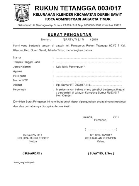 Surat Pengantar RT: Pentingnya Mendukung Program Pendidikan di Indonesia