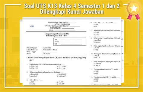 UTS K13 Kelas 4 Semester 1 dan Kunci Jawaban